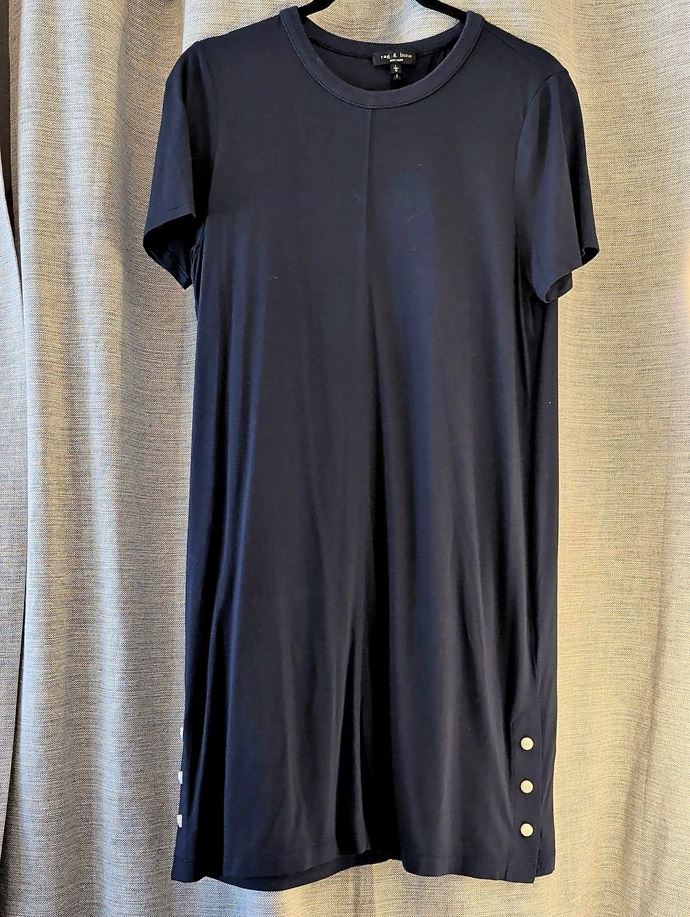 Rag & Bone Aiden Tee Shirt Dress Black Side Button Jersey Large